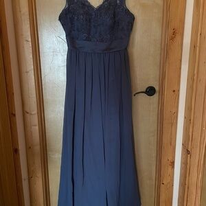 Azazie Lace Maxi Dress in Deep Blue